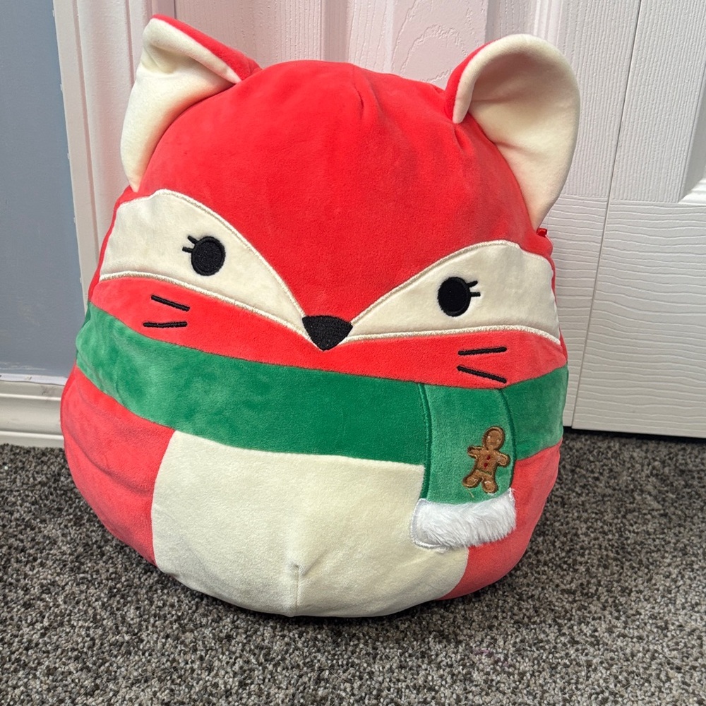 Fifi Christmas squishmallow 12 inch Plush Red Fox Toy with Green Scarf